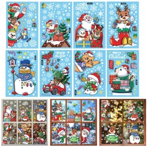 Cartoon Santa Claus Christmas Static Sticker Vinyl Merry Christmas Clings - Picture 1 of 17