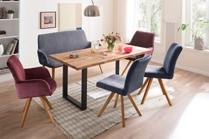 ESSTISCH WILDEICHE MASSIVHOLZ GEÖLT 160x90 KUFENTISCH BAUMKANTE ESSZIMMERTISCH - Bild 1 von 7