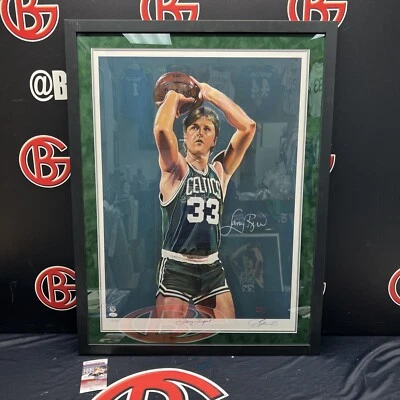 Litografía enmarcada autografiada por Larry Bird James Fiorentino 18/33 certificado de autenticidad JSA Foto 1 de 4