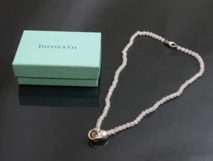Authentic Tiffany & Co. Necklace Heart Rose Quartz Vintage Sterling Silver #4423 - Picture 1 of 9
