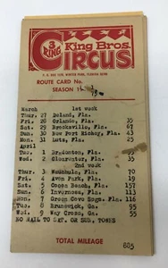 Tarjetas de ruta King Bros 3 anillos circo 1975 (11) Parque de invierno Florida - Imagen 1 de 3