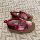 Toms Baby Infant Girls Red Plaid Inca Alpargatas Shoes Size 4