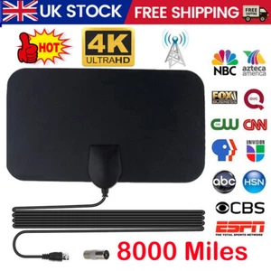 8000 Miles Indoor TV antenna Ariel Freeview Digital 4K HD TV Portable Aerial UK - Picture 1 of 11