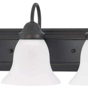 3-Light Mahogany Bronze Vanity Light with Frosted White Glass - Picture 1 of 2