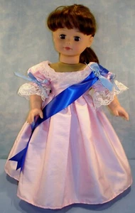 18" Doll Clothes Queen Victoria Pink Silk Dupioni Gown & Sash by Jane Ellen  - Picture 1 of 3