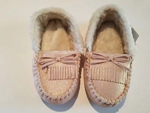 Toddler Girls No Name Brand Sparkle Pink Faux Fur Soft Sole House Slippers S M L - Imagen 1 de 5