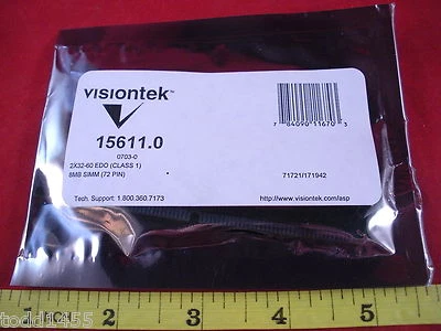 Visiontek 8563S.1 15611.0 2x32-60 EDO Class 1 8Mb Simm 72 Pin TMS418169ADZ Ram - Image 1 of 2