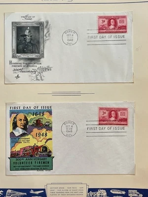 1948 3c Volunteer Firemen 300th Ann. Postage Stamp #971 First Day Covers (2) - Image 1 of 3
