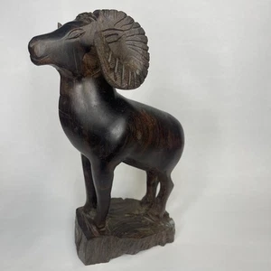 Estatua de carnero de montaña Big Horn tallada a mano de colección 12" - Imagen 1 de 11