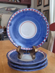 Vietri Ceramica Solimene Italie 6,25" soucoupes artisanales rouge/bleu lot de 4 excellent état - Photo 1/24