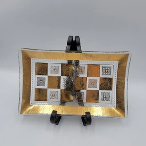 Mid Century Vintage Glas Tablett Schale Teller Georges Briard Gold signiert 8×4,5  - Bild 1 von 6