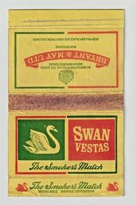 Bryant & May Swan Vestas Matchbox Label - Picture 1 of 1
