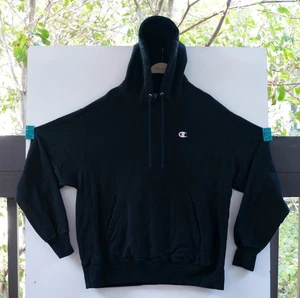 De Colección Y2k CAMPEÓN Tejido Inverso Esquí Logo Negro Pullover Sudadera con Capucha Talla L - Imagen 1 de 6