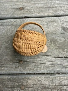 Antique Appalachian Mountains Miniature Buttocks Basket Split Oak with Handle - Picture 1 of 11