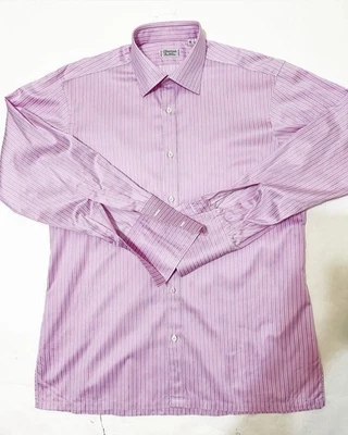 Camisa Charvet Hombre Puño Francés Rayas Rara 17 X 43 Rosa Blanca Como Nueva  Foto 1 de 3
