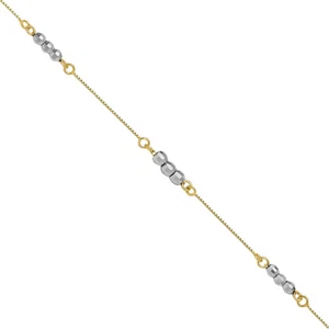 14K Solid Two Tone Gold Ball Chain Bracelet - Picture 1 of 8