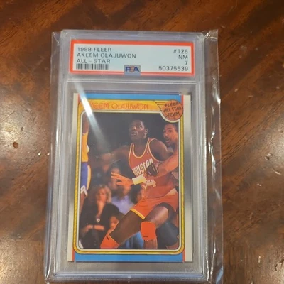 Fleer All-Star 1988 #126 Hakeem Olajuwon PSA 7 Rockets Hof Foto 1 de 2