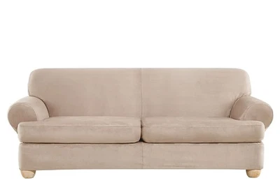Ultimate Heavyweight Stretch Suede Individual 2 Piece T-Cushion Sofa Slipcove... - Image 1 of 3