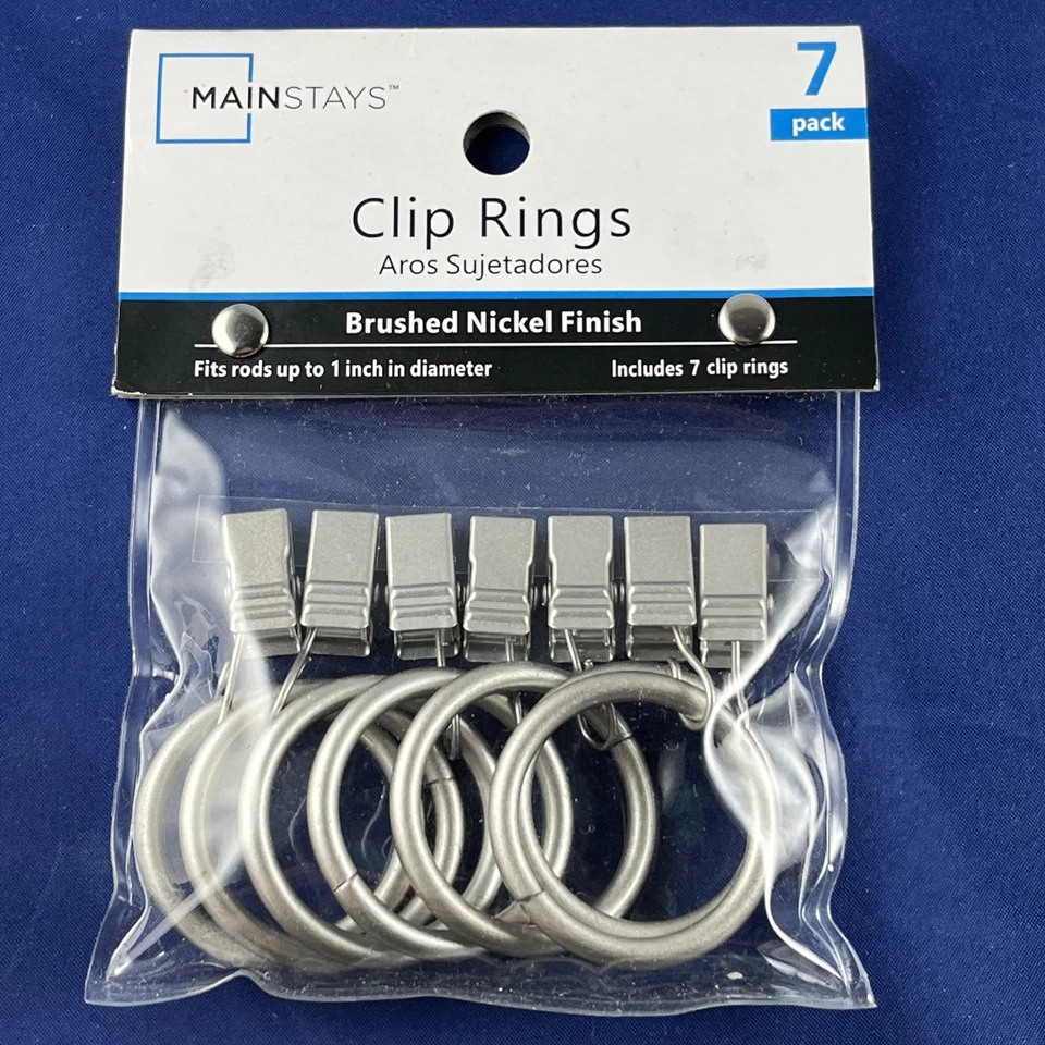 2 Packs Of 7 (14 Total) Mainstays Clip Rings Pewter Curtains Drapery Rings