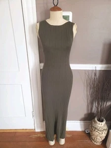 ¡Precioso Vestido Verde Oliva Mezcla Algodón Orgánico/Cachemira de Quince! ¡Talla mediana! - Imagen 1 de 7