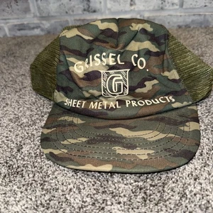 Vintage Grissell Metal Camouflage Mesh Back Trucker Cap Workwear Hunting Cap - Picture 1 of 4
