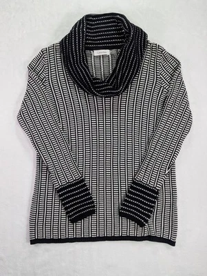 Suéter Cuello Capucha Estampado Blanco y Negro Calvin Klein Talla Grande 100% Algodón Foto 1 de 4