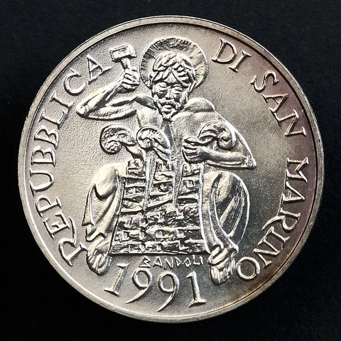 Silver coin San Marino 500 lire, 1991 XXV summer Olympic Games, Barcelona 1992 Cover