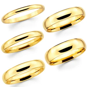 Solid 10K Yellow Gold 2mm 3mm 4mm 5mm 6mm Comfort Fit MenWomen Wedding Band Ring - Picture 1 of 12