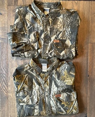 VINTAGE Woolrich Realtree Hardwoods MENS XL Camo Shirt SET OF 2 Camouflage USA - Image 1 of 4