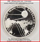 1989 MONETA in ARGENTO di $50 da collezione SATELLITE SPAZIO SILVER AG su monete
