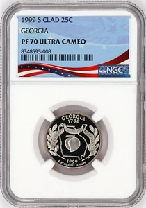 1999-S Proof State Quarter, Georgia,  PF70 Ultra Cameo NGC, Patriotic Label - Picture 1 of 4