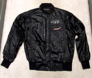 Giacca da corsa vintage anni 80 stile auto California Carrera design taglia large nera - Foto 1 di 11