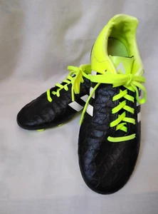 Adidas ACE 15.4 FXG Soccer Cleats Boys Sz 4.5 Black Yellow Low Top Lace Up - Picture 1 of 11