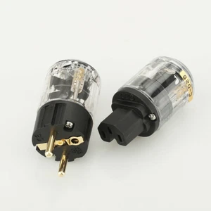 1 Paar HIGHEND-HIFI SCHUKOSTECKER KONTAKTE VERGOLDET KALTGERÄTESTECKER - Picture 1 of 7