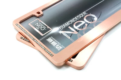 2 marcos de etiquetas de matrícula de oro rosa con diamantes transparentes para auto-coche-camión Foto 1 de 4