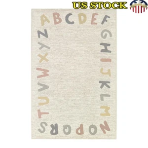 Indoor Alphabet Area Rug Soft Durable Stain Resistant Eco-Friendly Low Pile New - Picture 1 of 6