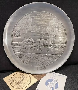 Wendell August Forge LE Pewter 1982 "Sleigh Ride Christmas" Plate 8" - Picture 1 of 4