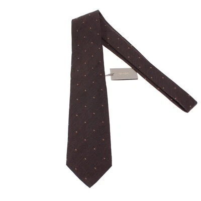 Tom Ford NWT Neck Tie in Dark Brown with Light Brown Polka Dots Silk/Wool Blend - Image 1 of 4