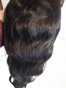 Spotlight 100% Human Hair Black color 18 Wavy 12 inch Bob with lace New - Picture 1 of 8