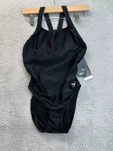 Speedo Womens ProLT Super Back Swimsuit Size 12/38 One Piece Solid Black - Picture 1 of 10