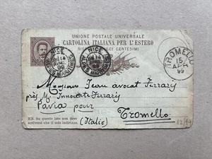 C) Intero postale C8 da Nizza Francia per Tromelli 1899 piegata difetti - Picture 1 of 2