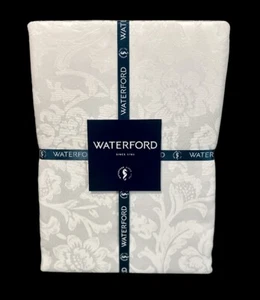 Waterford Tablecloth 70” x 84” KENDALL White Floral Demask Tablecloth NEW - Picture 1 of 7