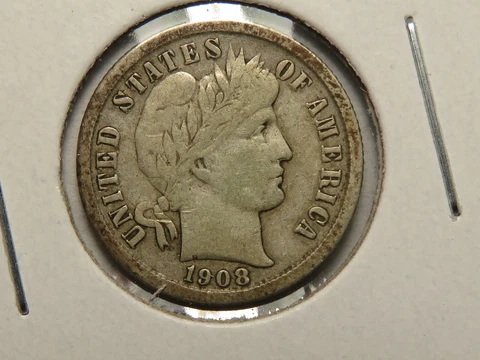 1908-O Barber Dime, RPM, Fine Cover