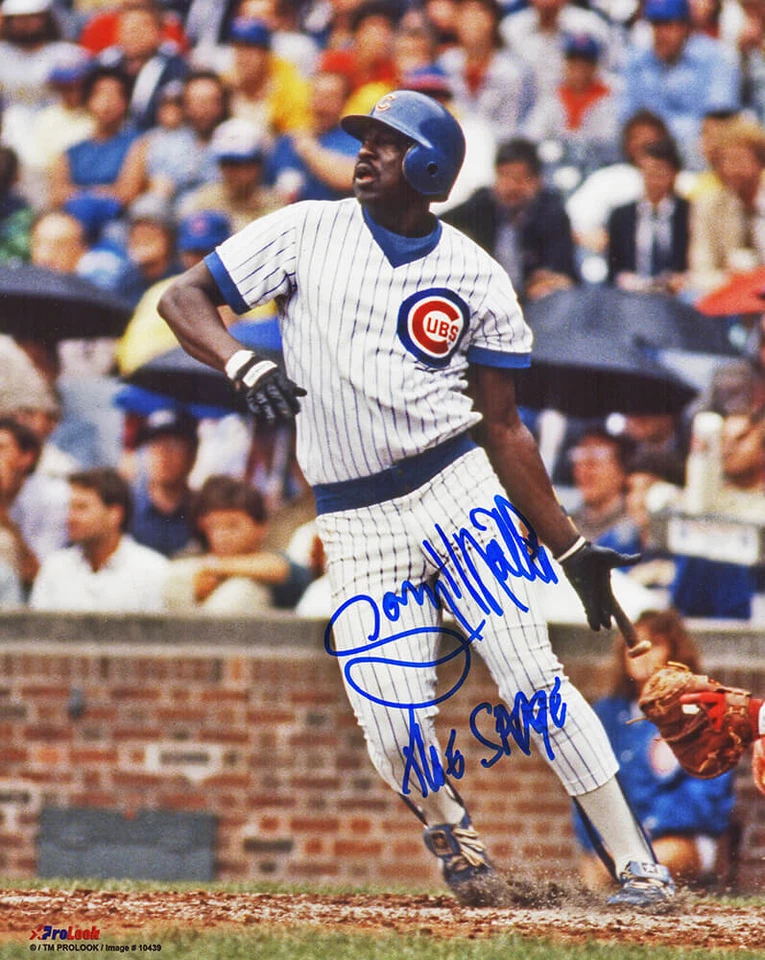 Foto assinada por Gary Matthews Chicago Cubs balançando 8x10 com The Sarge - (SS CERTIFICADO DE AUTENTICIDADE) - Imagem 1 de 1
