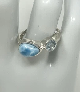 Larimar Sterling Silver Aranya Teardrop Ring - Picture 1 of 1