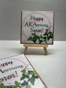 Alpha Kappa Alpha Sorority AKAversary Inspired Ceramic Coaster Set (4) - Picture 1 of 1