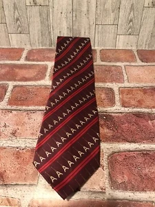 Robin and Ruth Maroon Red Stripe Silk Mens 58” Tie Eiffel Tower Design - Picture 1 of 4