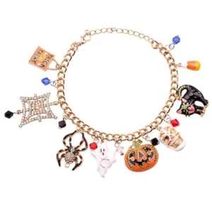 Punk Charm Pumpkin Bracelets Gothic Halloween Bracelets - Picture 1 of 8