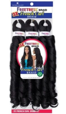 4 paquetes lotes FREETRESS TRENZA PELO SINTÉTICO 3X TRENZA - RIZO FRANCÉS 22" Foto 1 de 4