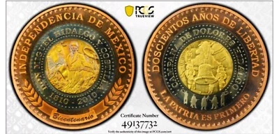 Mexico. Medal 1810-2010 Miguel Hidalgo Independence Medal TRIMETALICA PCGS Ms68 - Image 1 of 3